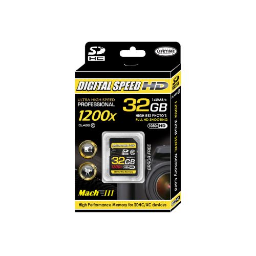 Digital Speed 1200X 32GB Professional High Speed Mach III 160MB/s Error Free (SDHC) HD Memory Card Class 10