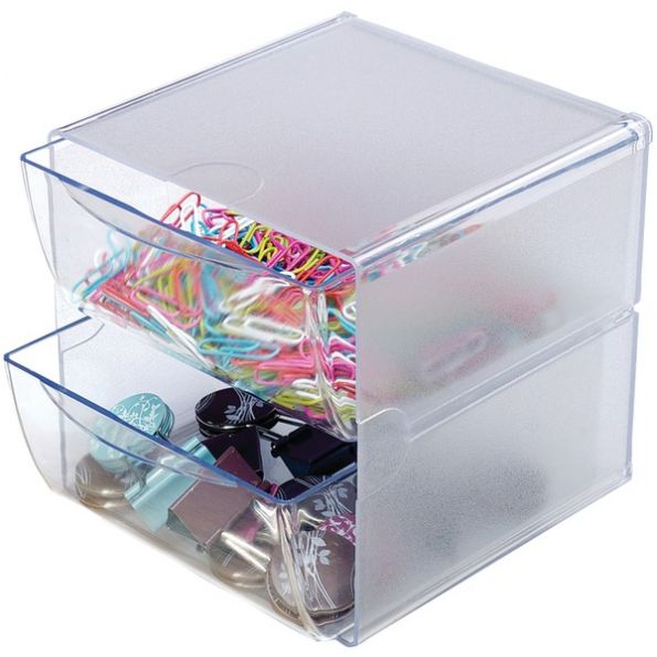 Deflecto Cube W 2 Drawers Clear