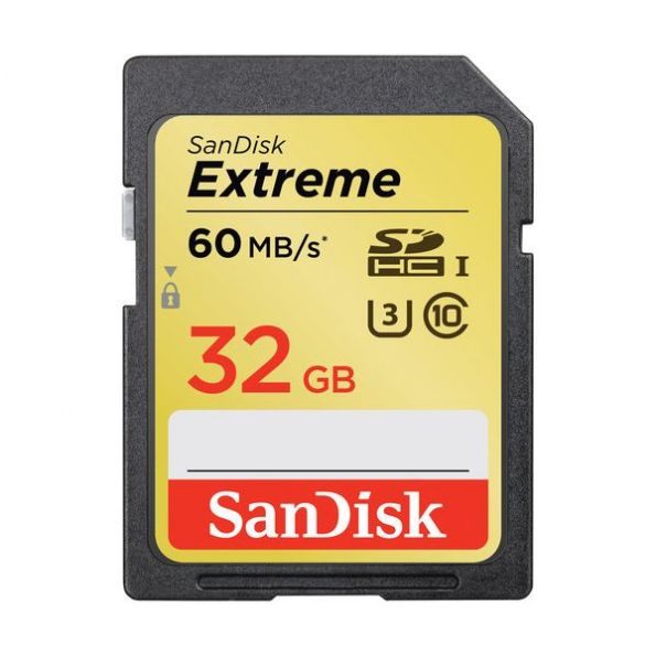 SanDisk 32GB Extreme UHS-I U3 SDHC Memory Card (Class 10) (60mb/s)