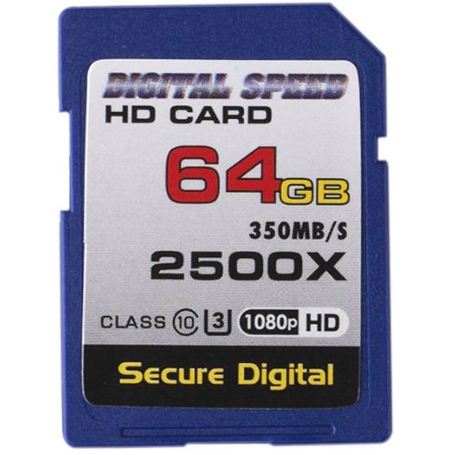 Digital Speed 2500X 64GB Professional High Speed Mach III 350MB/s Error Free (SDHC) HD Memory Card Class 10