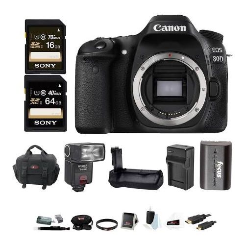 Canon EOS 80D DSLR Camera (Body) & TTL Flash & Battery Grip