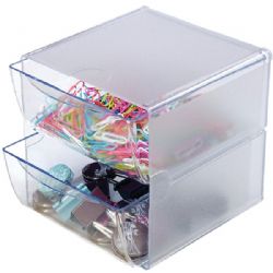 Deflecto Cube W 2 Drawers Clear