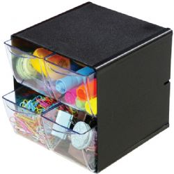 Deflecto Cube W 4 Drawers Black