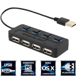 Sabrent 4-Port USB 2.0 Hub with Individual Power Switches and LEDs