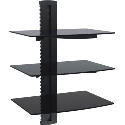 Mount-It! Wall Mounted AV Component Shelving System with Adjustable Tempered Glass Shelves
