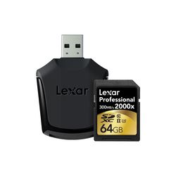 Lexar 64GB Professional 2000x UHS-II SDXC Memory Card (U3, Class 10)