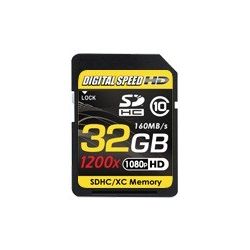 Digital Speed 1200X 32GB Professional High Speed Mach III 160MB/s Error Free (SDHC) HD Memory Card Class 10